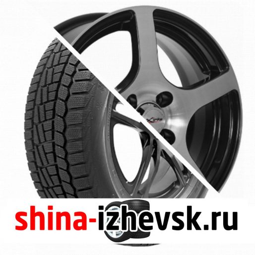 Колесо в сборе Viatti Brina зима (V-521) 185/65 R15 T 88 + X-trike X118 6xR15 4×100 ET45 DIA54.1 Черный глянцевый с полированной лицевой поверхностью в Ижевске